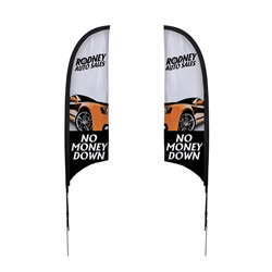 7' Razor Sail Sign Kit Double-Sided with Spike Base