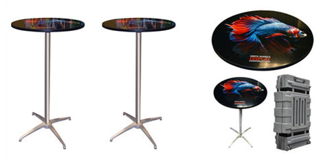 Set of Two Custom Round Trade Show Tables with Case